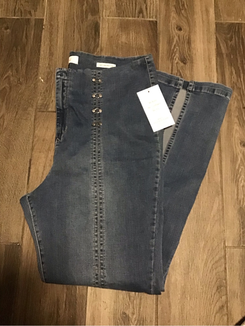 NWT! Skinnygirl Women's Navy Blue Skinny Jeans with Hook-Accent Detail